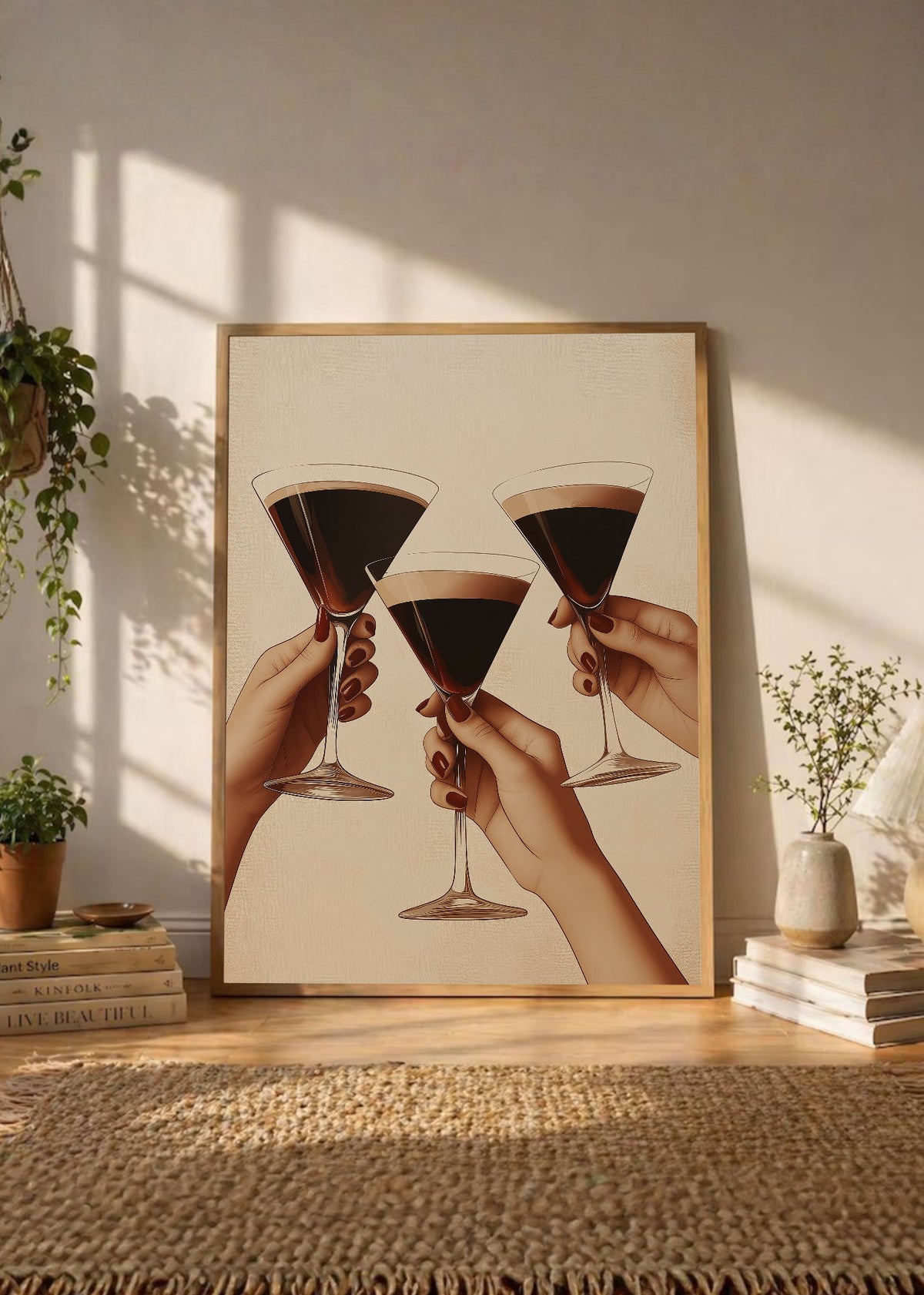 Cuadro Decorativo Trendy, Copas Martini Brindis Crema