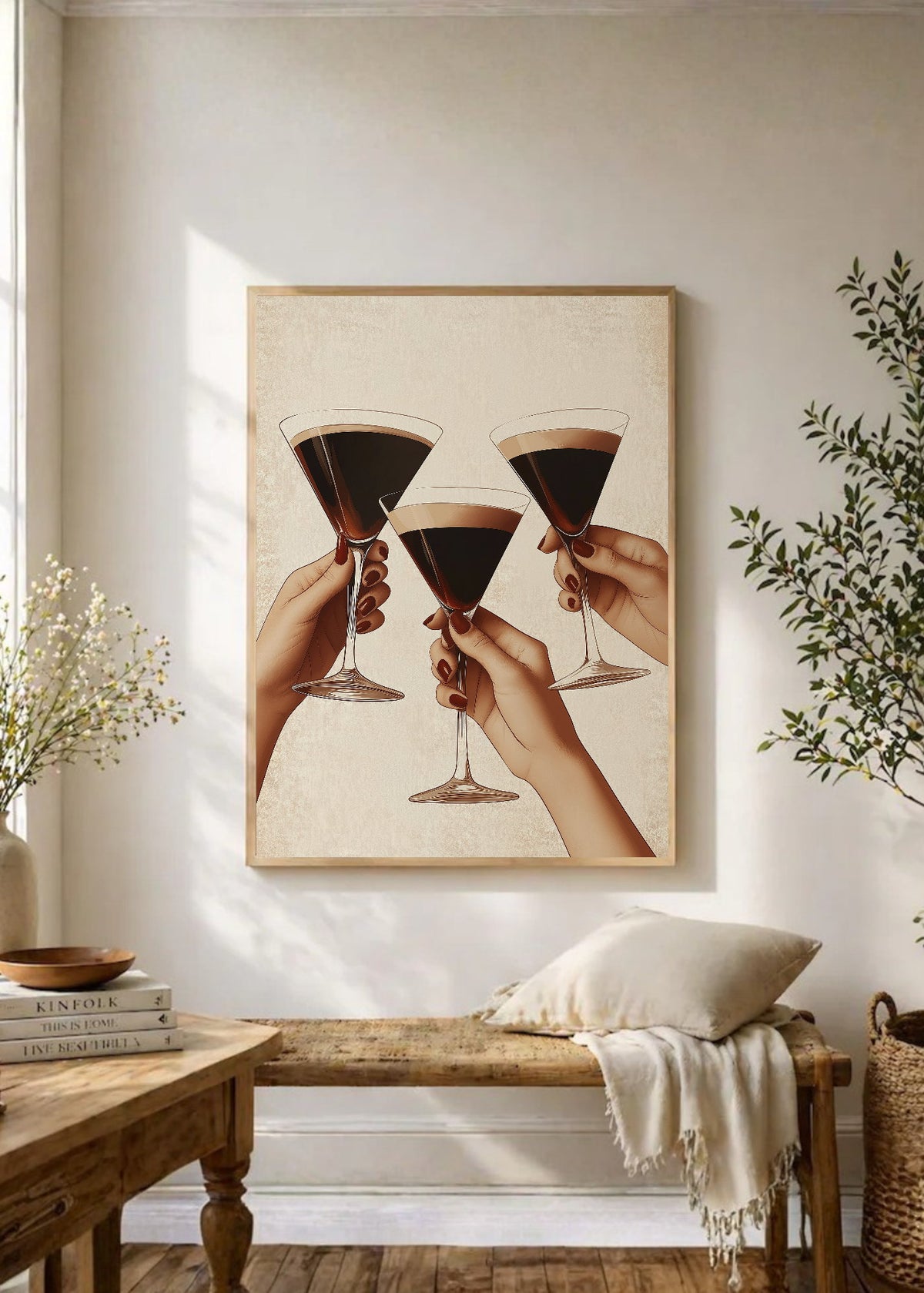 Cuadro Decorativo Trendy, Copas Martini Brindis Crema