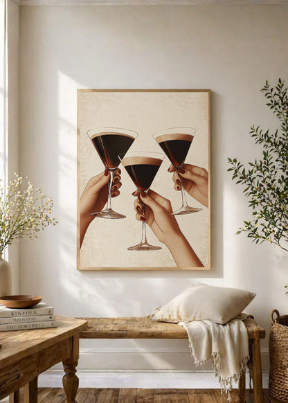 Cuadro Decorativo Trendy, Copas Martini Brindis Crema
