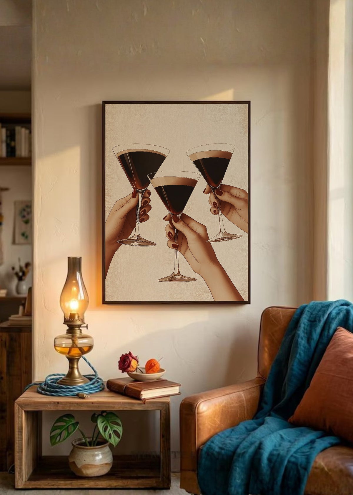 Cuadro Decorativo Trendy, Copas Martini Brindis Crema