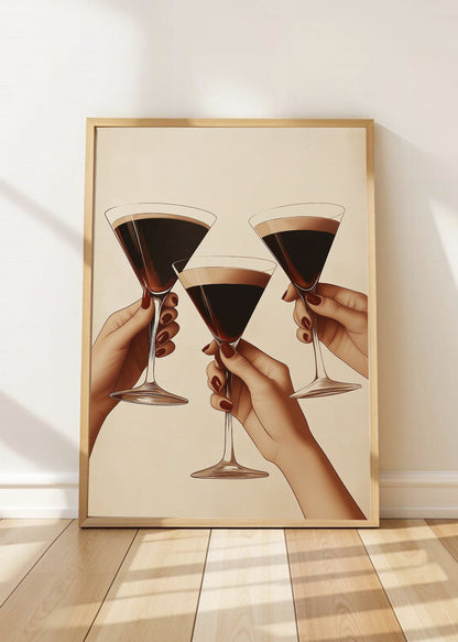 Cuadro Decorativo Trendy, Copas Martini Brindis Crema