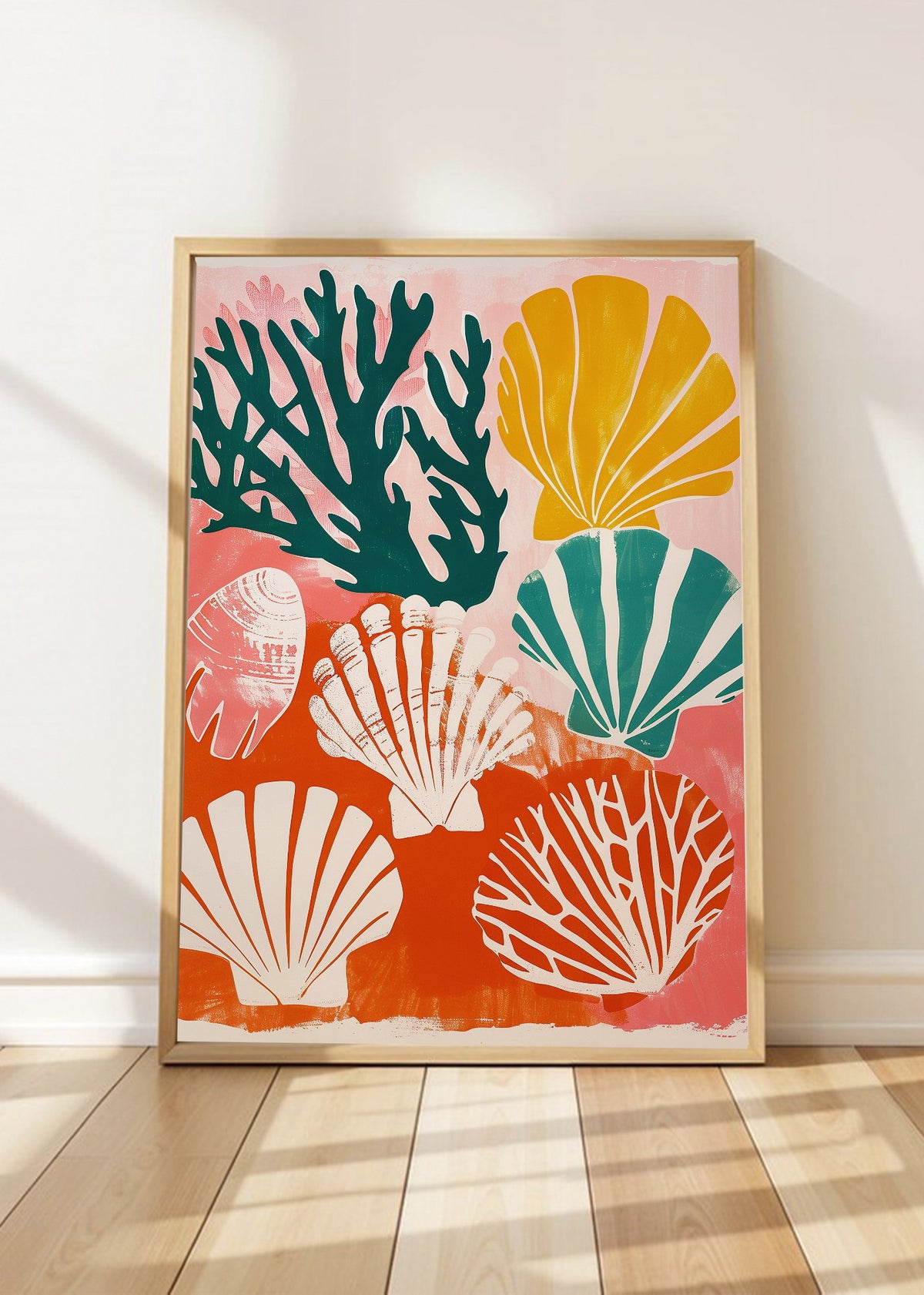 Cuadro Decorativo Trendy, Corales Conchas Rosa Naranja