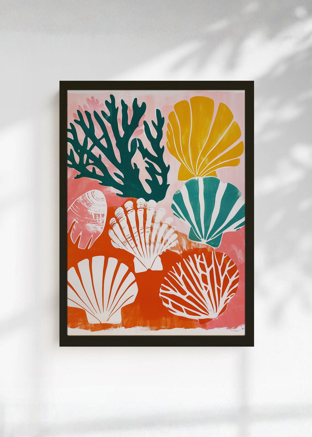 Cuadro Decorativo Trendy, Corales Conchas Rosa Naranja