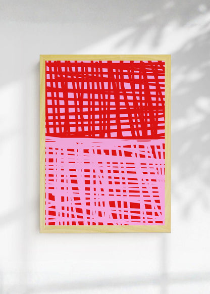 Cuadro Decorativo Trendy, Cuadrillé Rojo Rosa