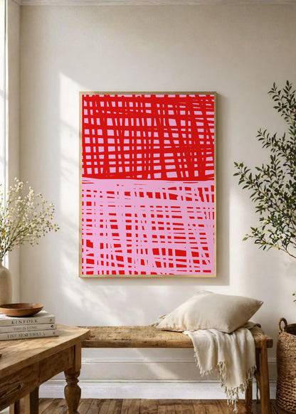 Cuadro Decorativo Trendy, Cuadrillé Rojo Rosa