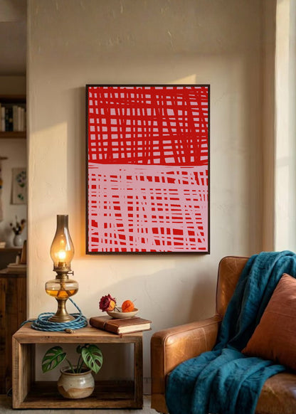 Cuadro Decorativo Trendy, Cuadrillé Rojo Rosa