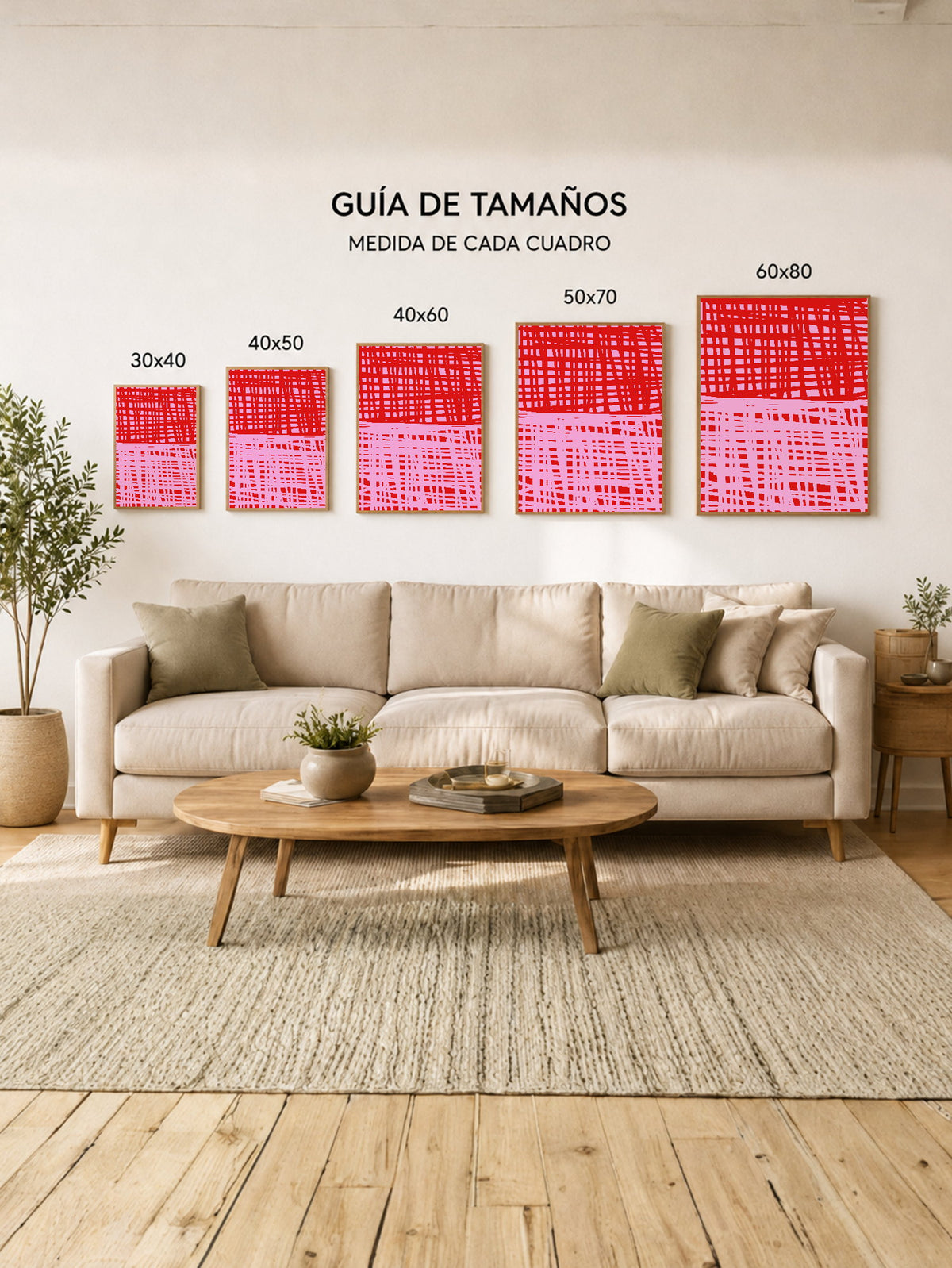 Cuadro Decorativo Trendy, Cuadrillé Rojo Rosa