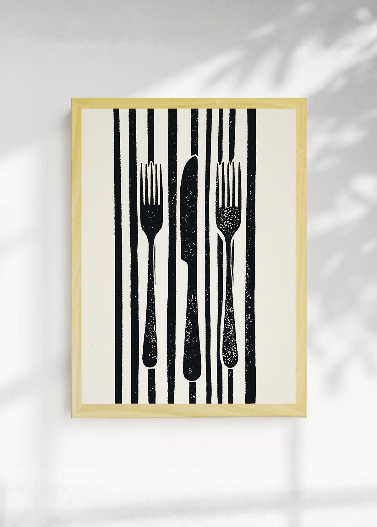 Cuadro Decorativo Trendy, Cubiertos Rayas Blanco Negro