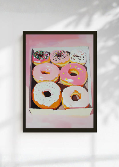 Cuadro Decorativo Trendy, Donas Caja Rosa Pastel