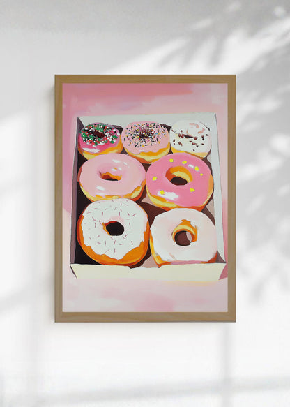 Cuadro Decorativo Trendy, Donas Caja Rosa Pastel