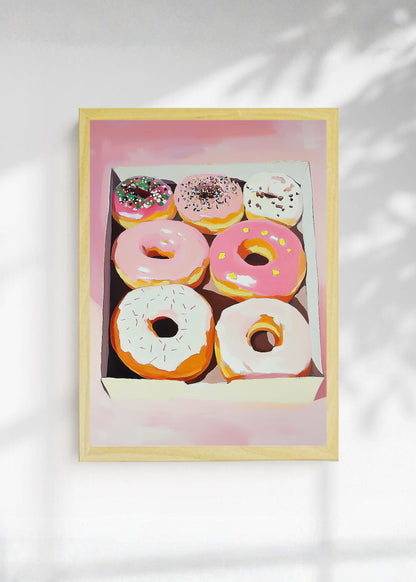 Cuadro Decorativo Trendy, Donas Caja Rosa Pastel