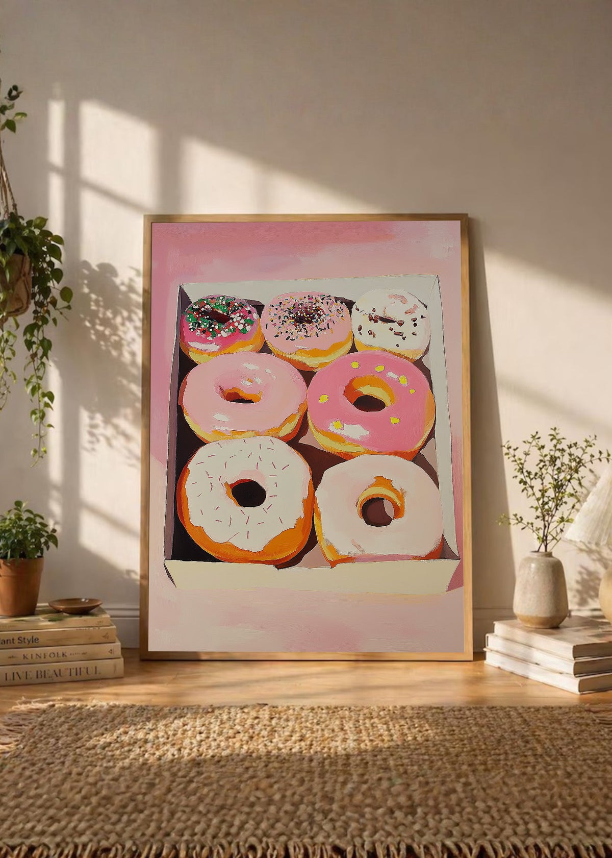 Cuadro Decorativo Trendy, Donas Caja Rosa Pastel