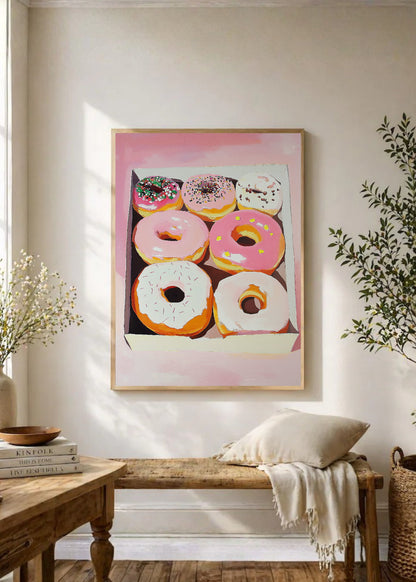 Cuadro Decorativo Trendy, Donas Caja Rosa Pastel