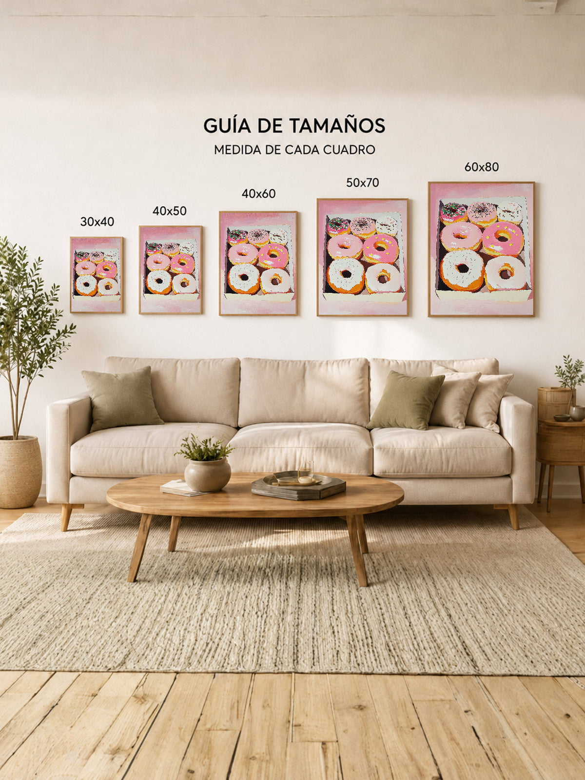 Cuadro Decorativo Trendy, Donas Caja Rosa Pastel