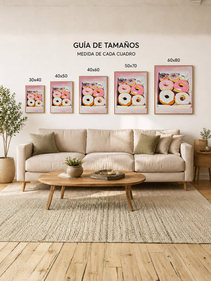 Cuadro Decorativo Trendy, Donas Caja Rosa Pastel