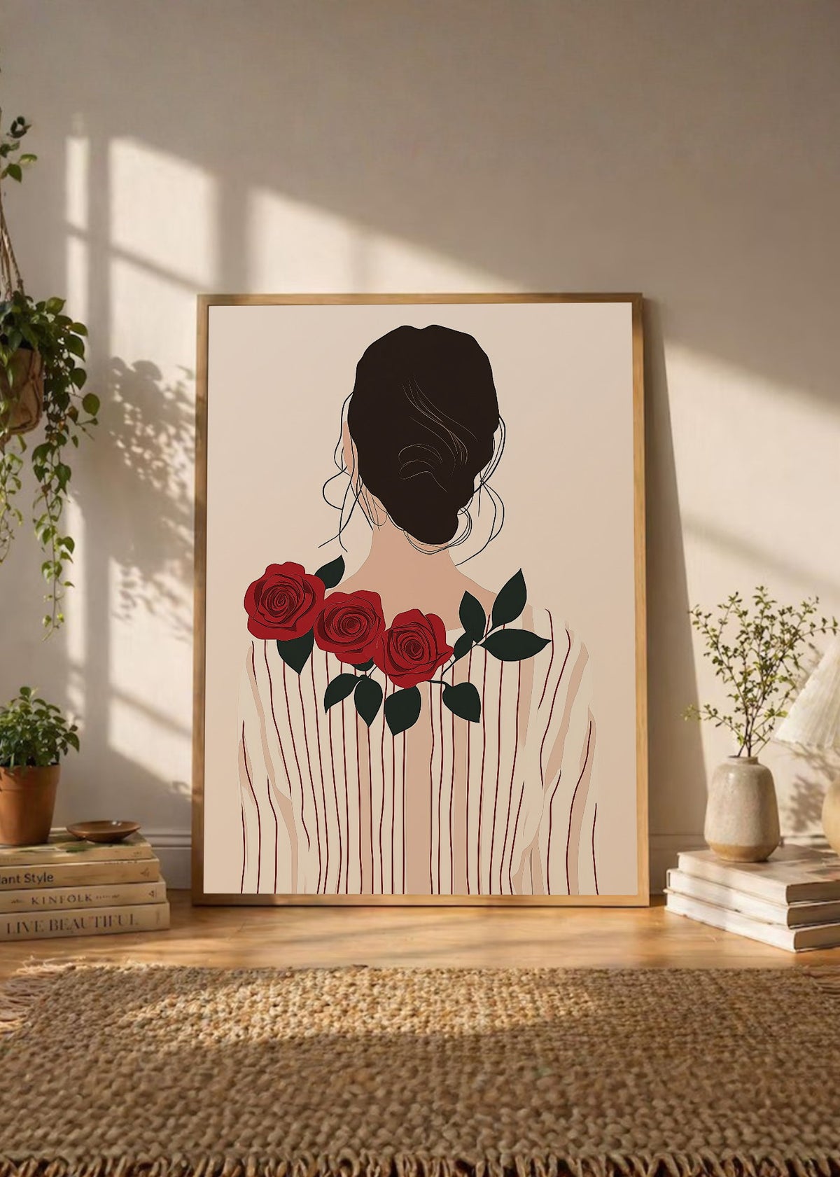 Cuadro Decorativo Trendy, Espalda Mujer Rosas Rojas