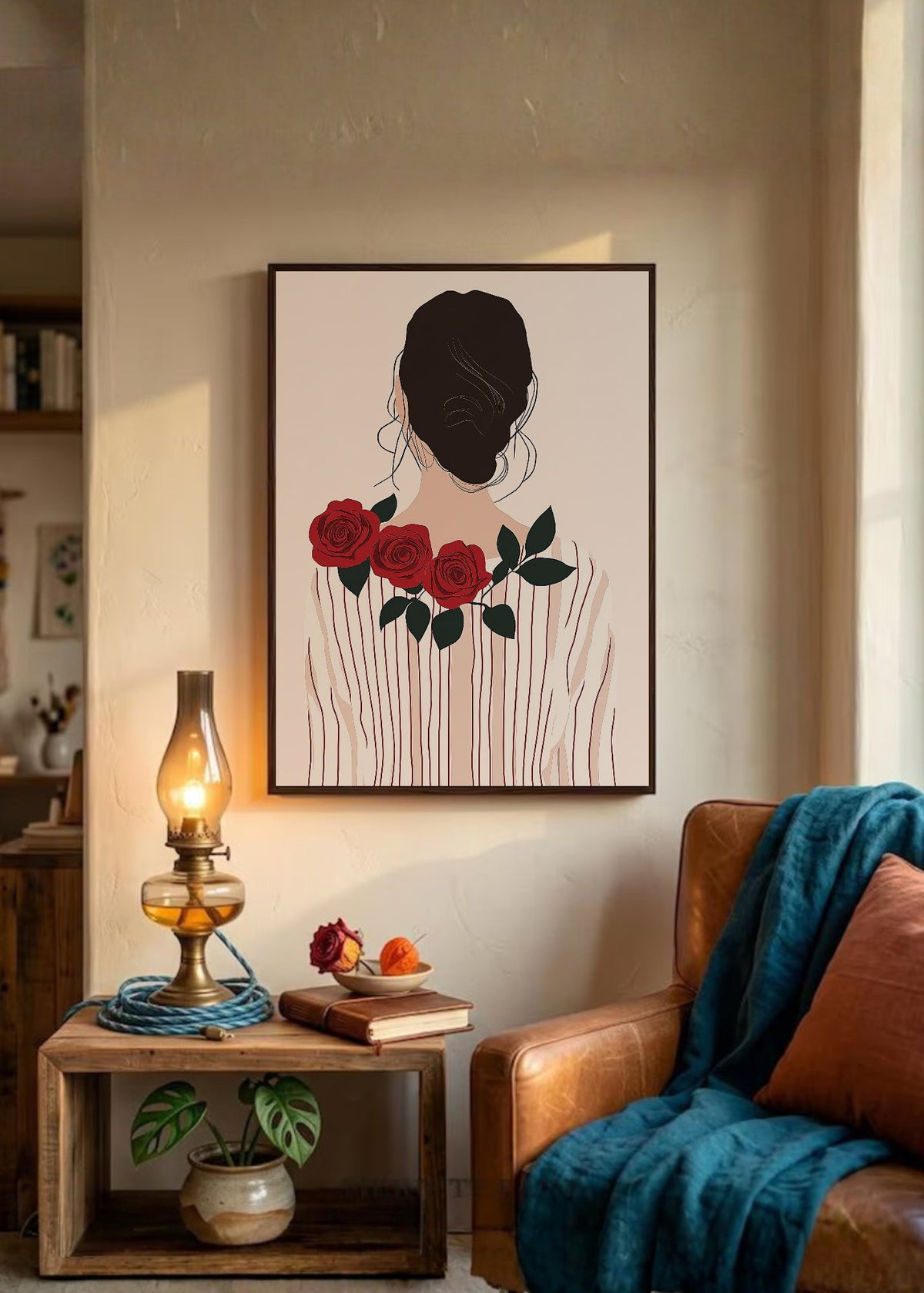 Cuadro Decorativo Trendy, Espalda Mujer Rosas Rojas