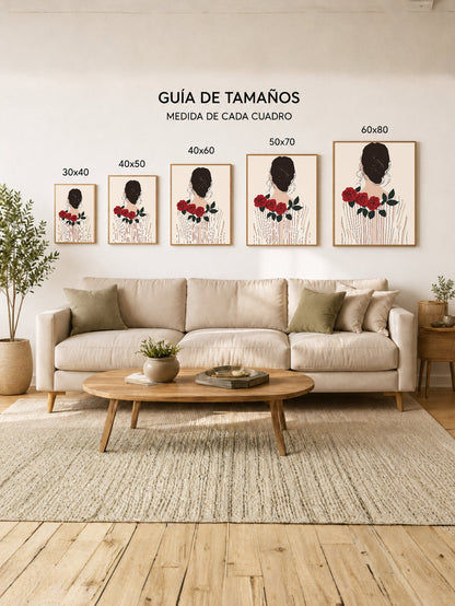 Cuadro Decorativo Trendy, Espalda Mujer Rosas Rojas