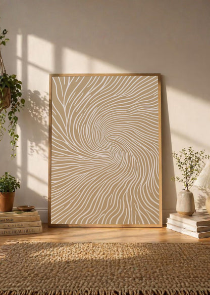 Cuadro Decorativo Trendy, Espiral Líneas Beige Minimal