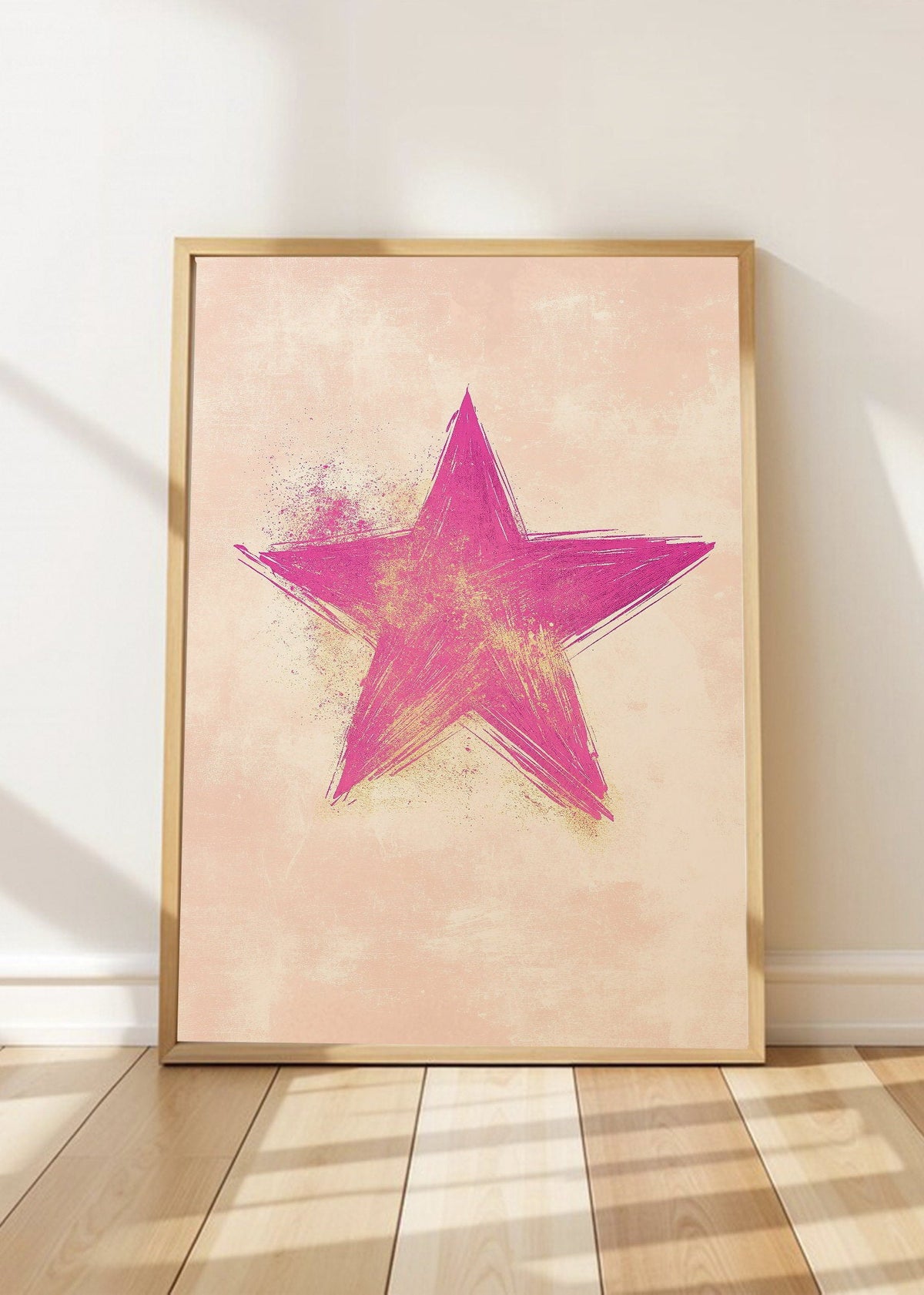 Cuadro Decorativo Trendy, Estrella Rosa Fondo Durazno