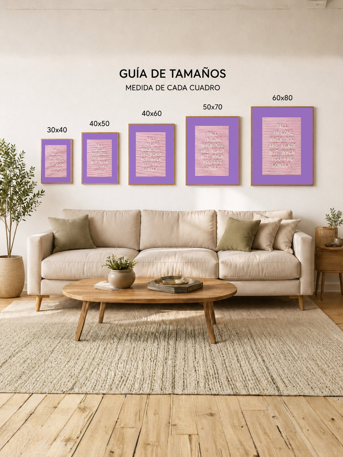 Cuadro Decorativo Trendy, Fall in Love Texto Lila