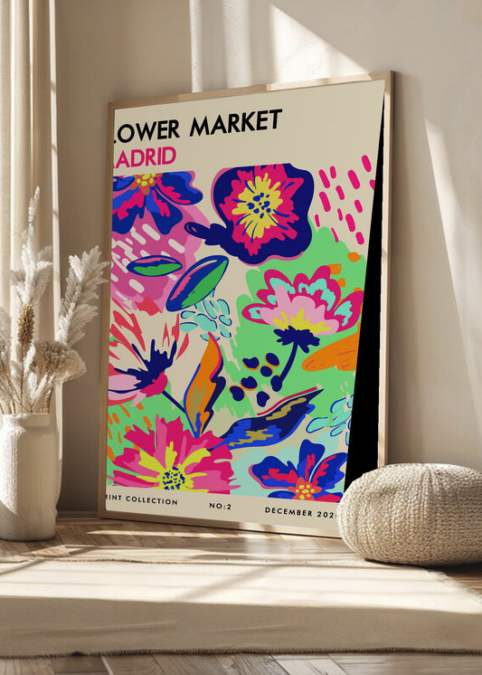 Cuadro Decorativo Trendy, Flower Market Madrid Multicolor