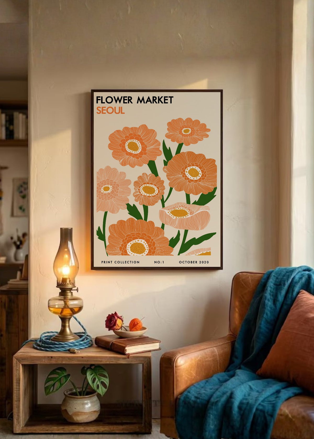 Cuadro Decorativo Trendy, Flower Market Seoul Naranja