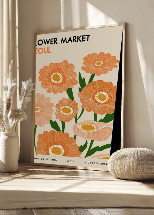 Cuadro Decorativo Trendy, Flower Market Seoul Naranja