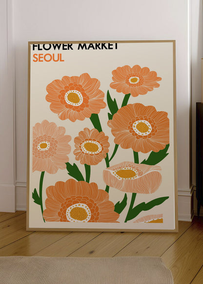 Cuadro Decorativo Trendy, Flower Market Seoul Naranja