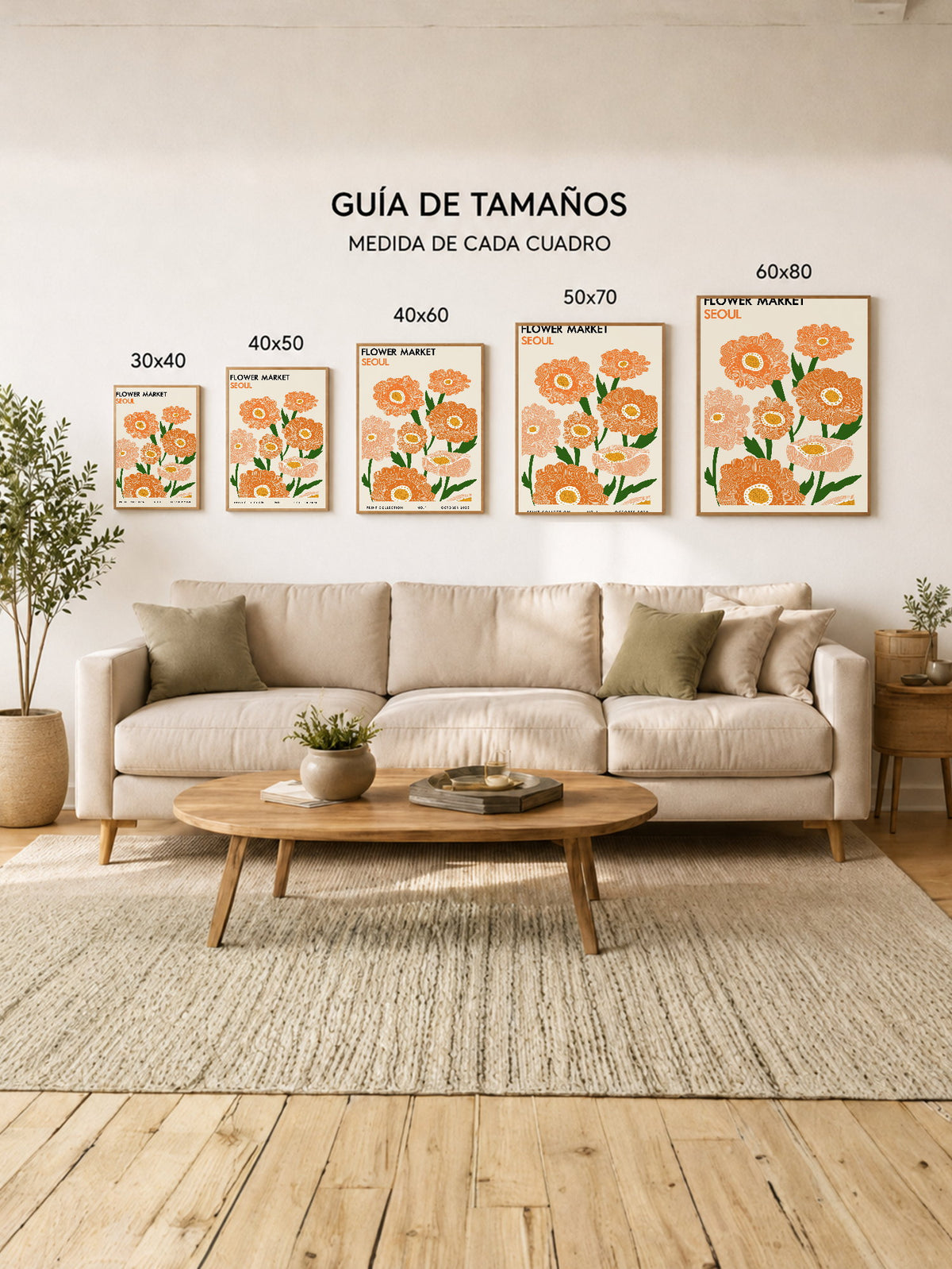 Cuadro Decorativo Trendy, Flower Market Seoul Naranja