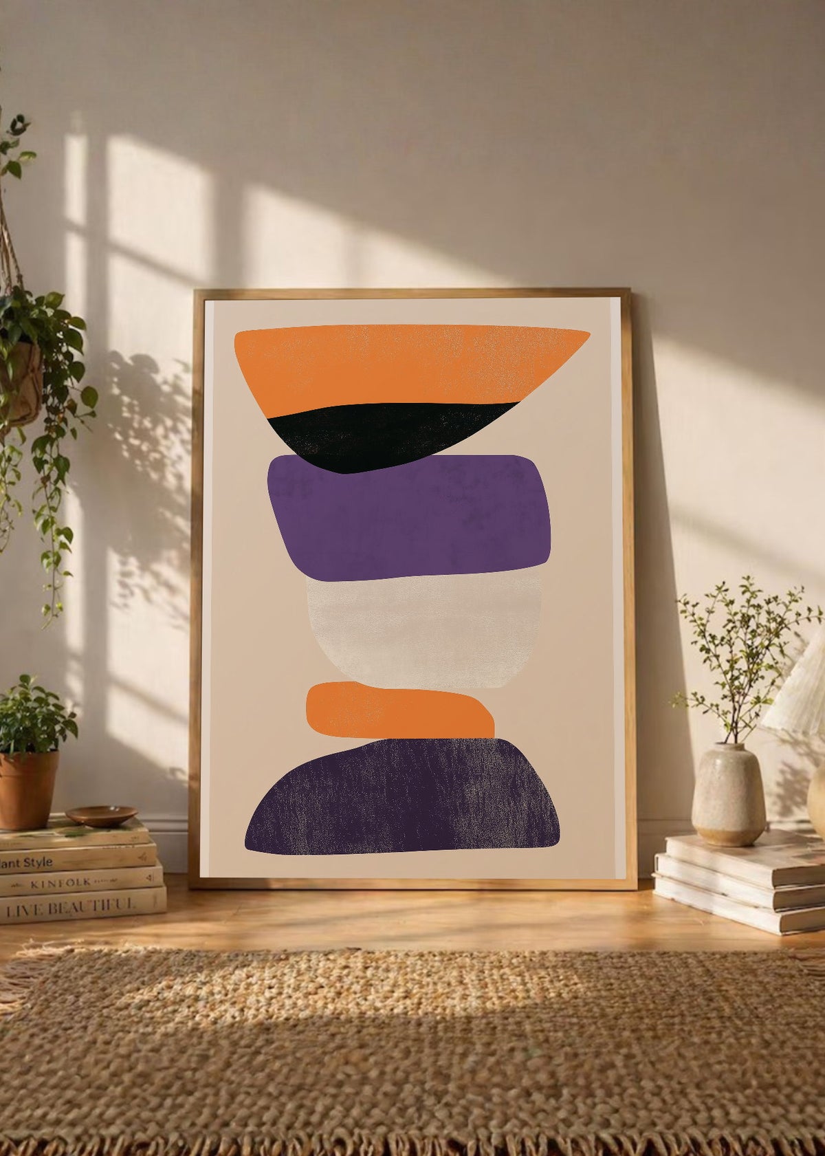 Cuadro Decorativo Trendy, Formas Apiladas Naranja Violeta
