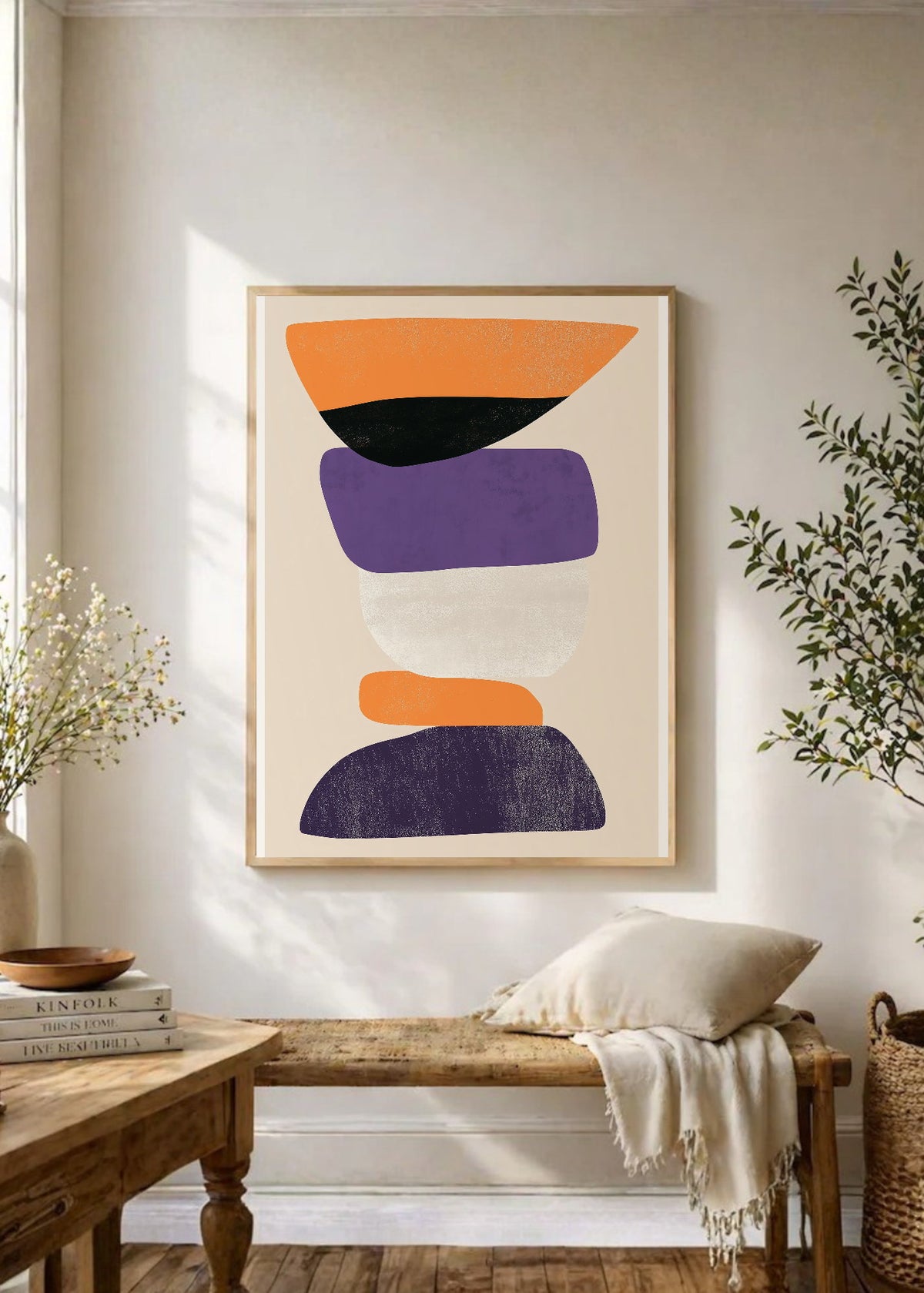 Cuadro Decorativo Trendy, Formas Apiladas Naranja Violeta