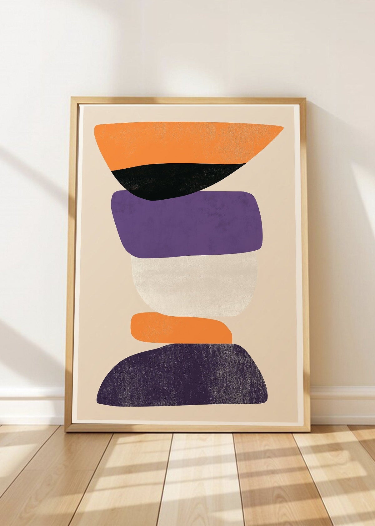 Cuadro Decorativo Trendy, Formas Apiladas Naranja Violeta