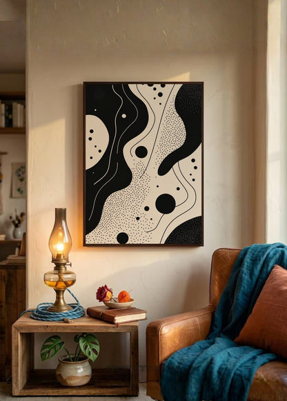 Cuadro Decorativo Trendy, Formas Orgánicas Blanco Negro