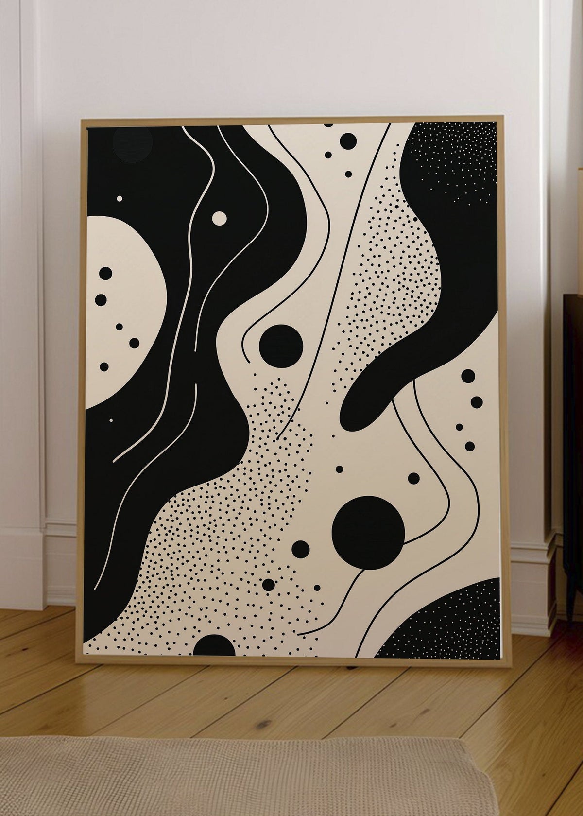 Cuadro Decorativo Trendy, Formas Orgánicas Blanco Negro