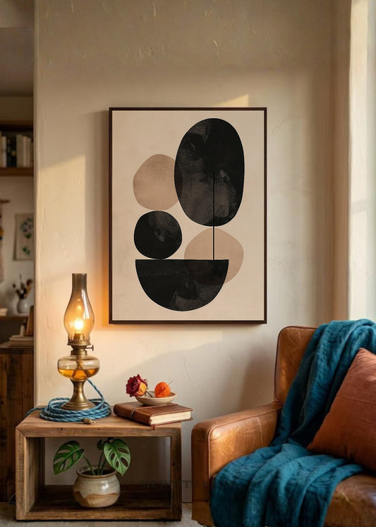 Cuadro Decorativo Trendy, Formas Orgánicas Equilibrio Beige