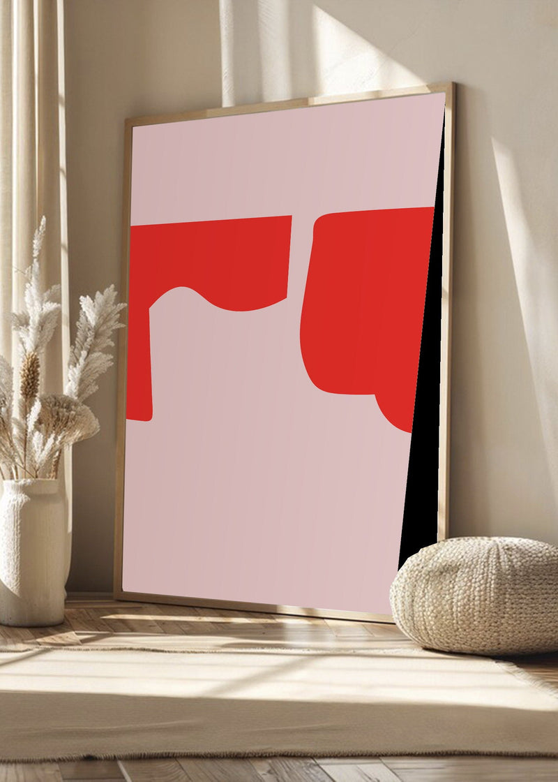 Formas Rojas Fondo Rosa