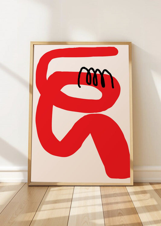 Cuadro Decorativo Trendy, Garabato Rojo Negro