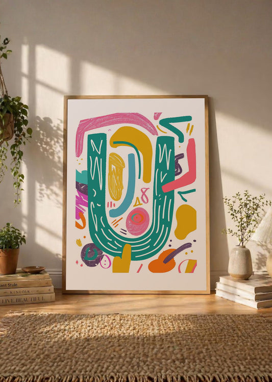 Cuadro Decorativo Trendy, Garabatos Verde Rosa Pop