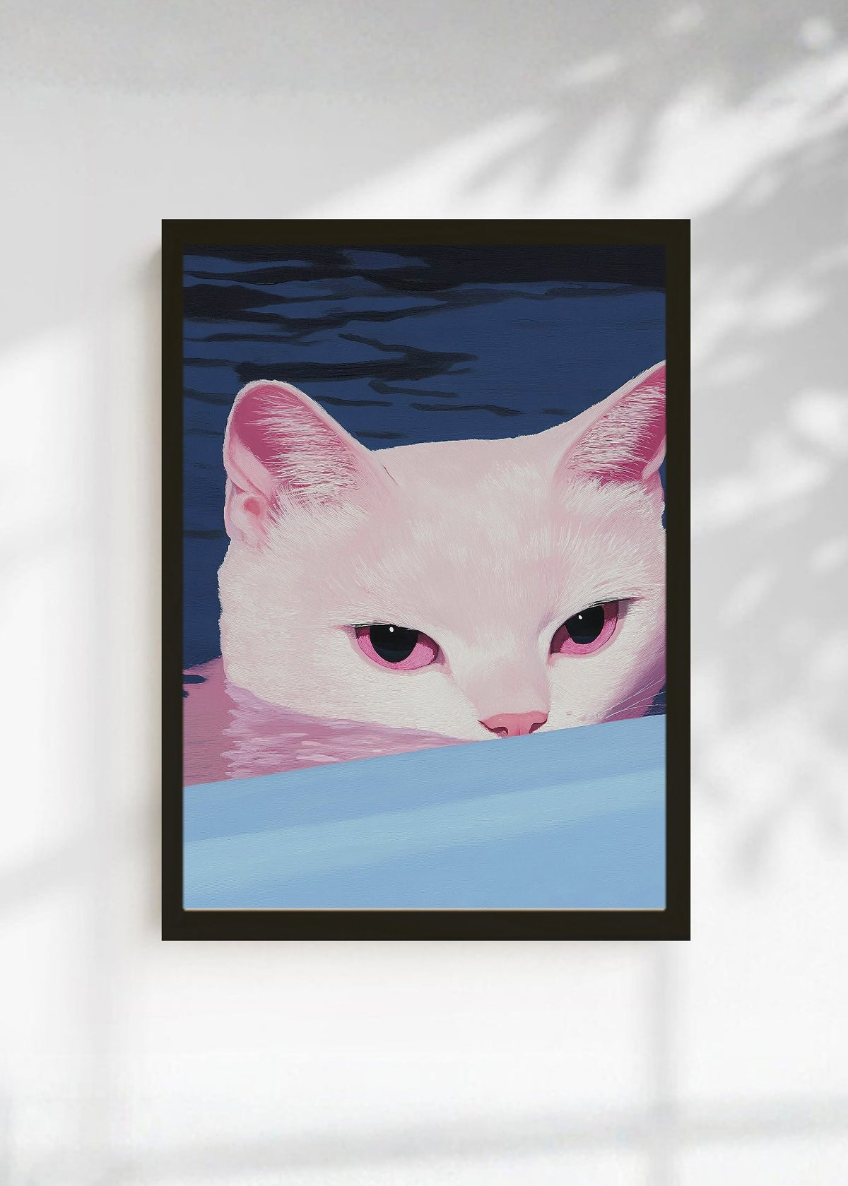 Cuadro Decorativo Trendy, Gato Blanco Rosa Azul