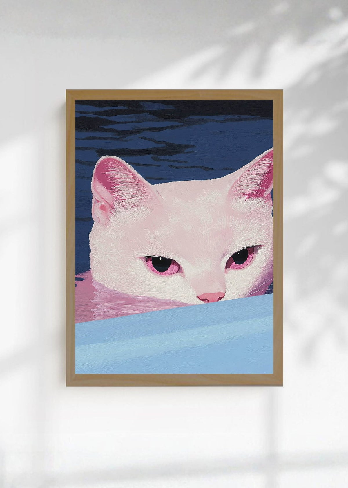 Cuadro Decorativo Trendy, Gato Blanco Rosa Azul