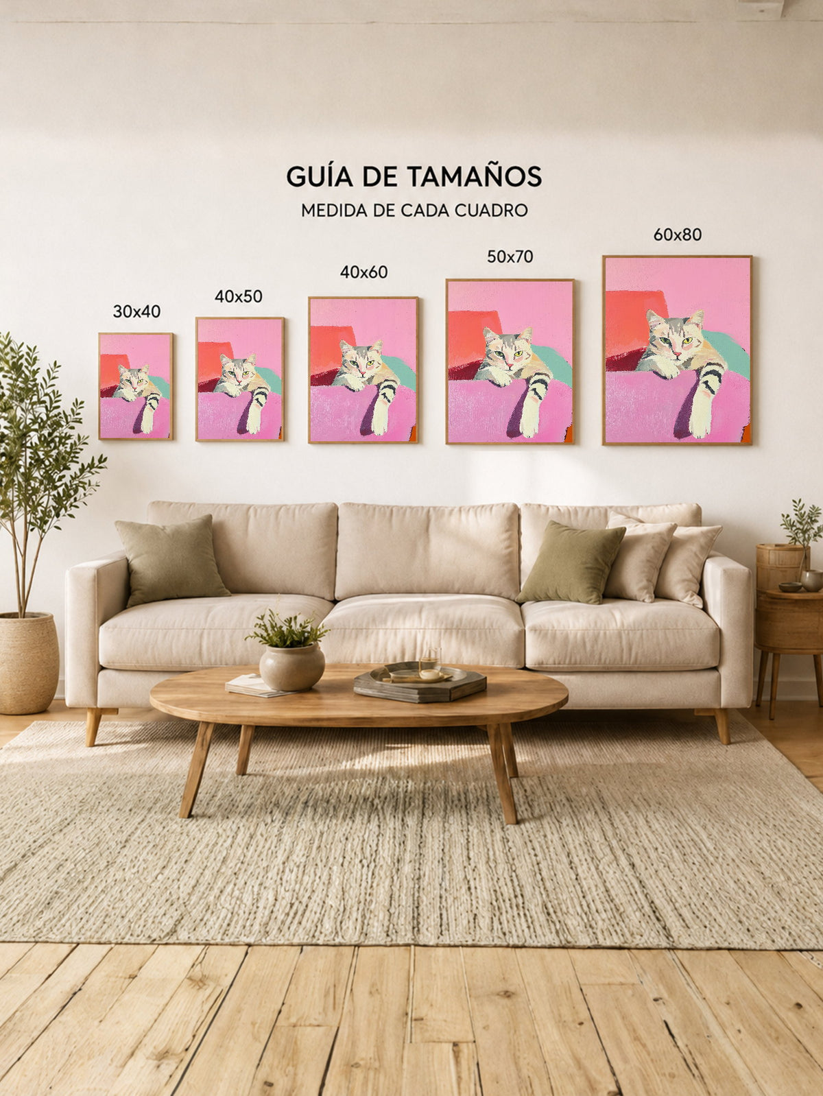 Cuadro Decorativo Trendy, Gato Gris Sillon Rosa