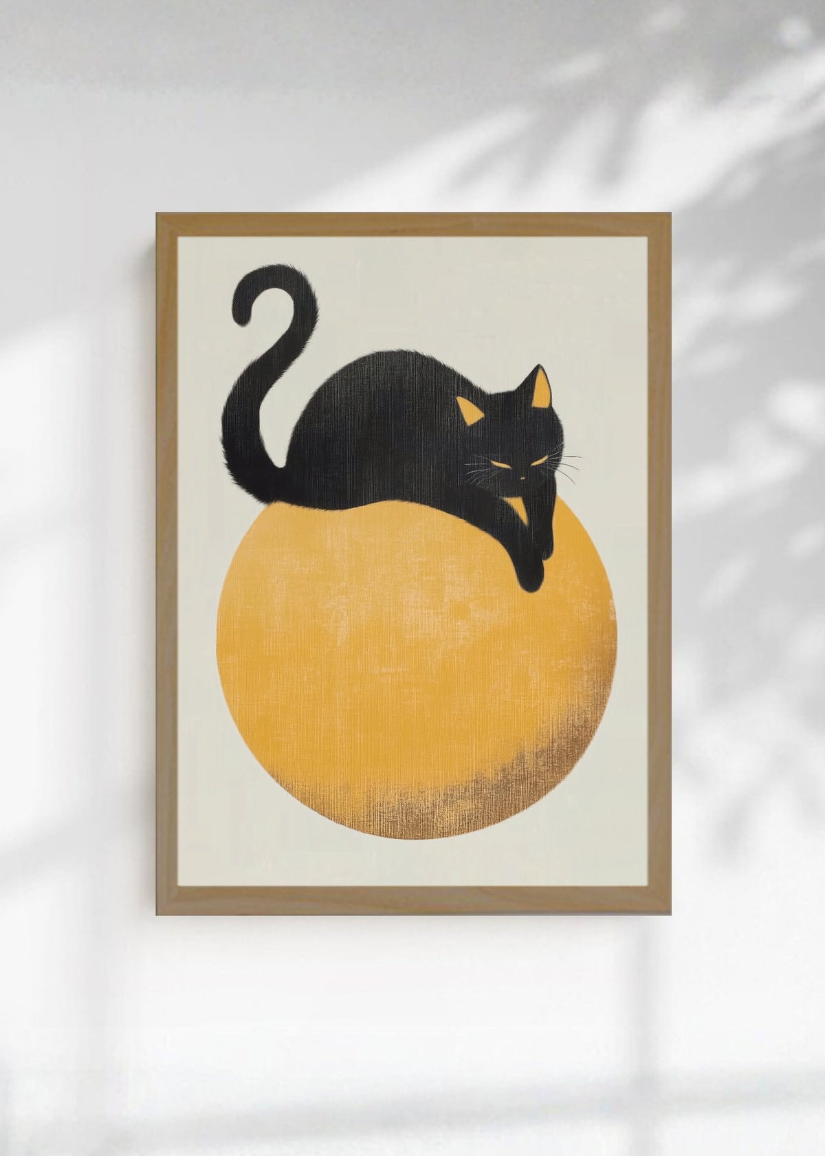 Cuadro Decorativo Trendy, Gato Negro Luna Dorada