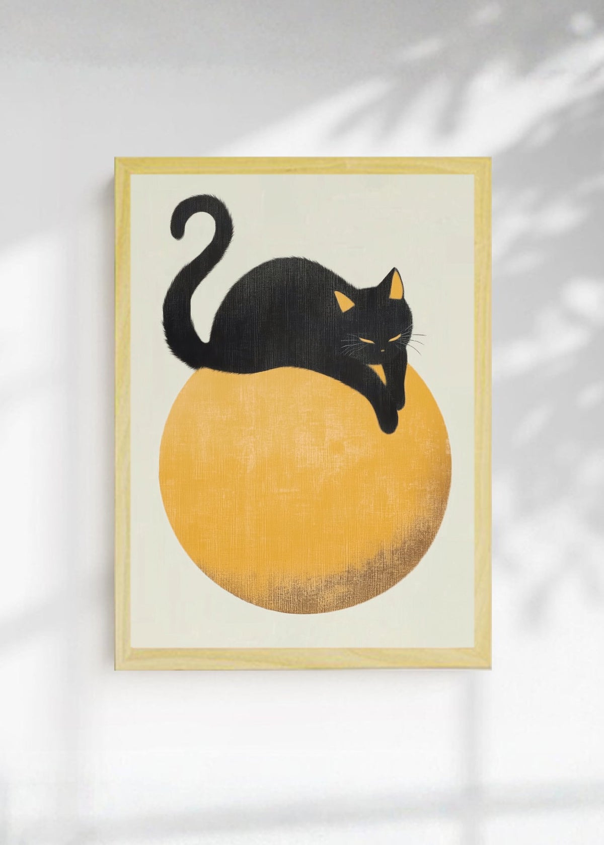 Cuadro Decorativo Trendy, Gato Negro Luna Dorada