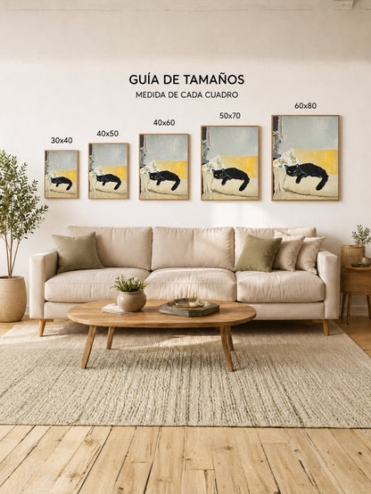 Cuadro Decorativo Trendy, Gato Negro Sillon Amarillo