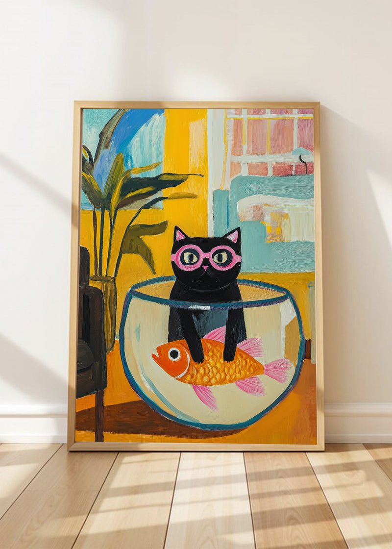 Gato Pecera Lentes Violeta