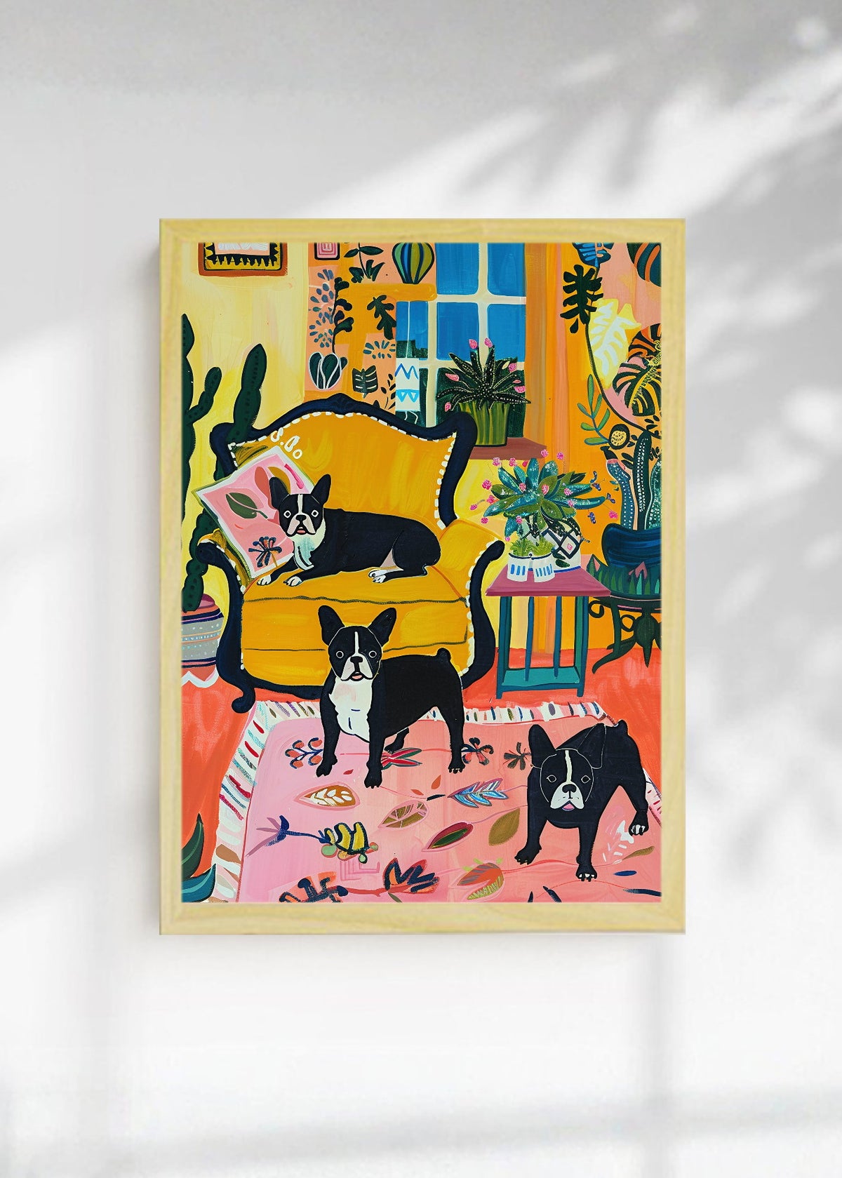 Cuadro Decorativo Trendy, Gatos Sillon Amarillo Plantas