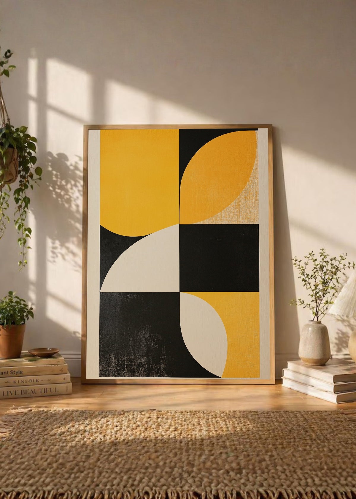 Cuadro Decorativo Trendy, Geométrico Amarillo Negro I