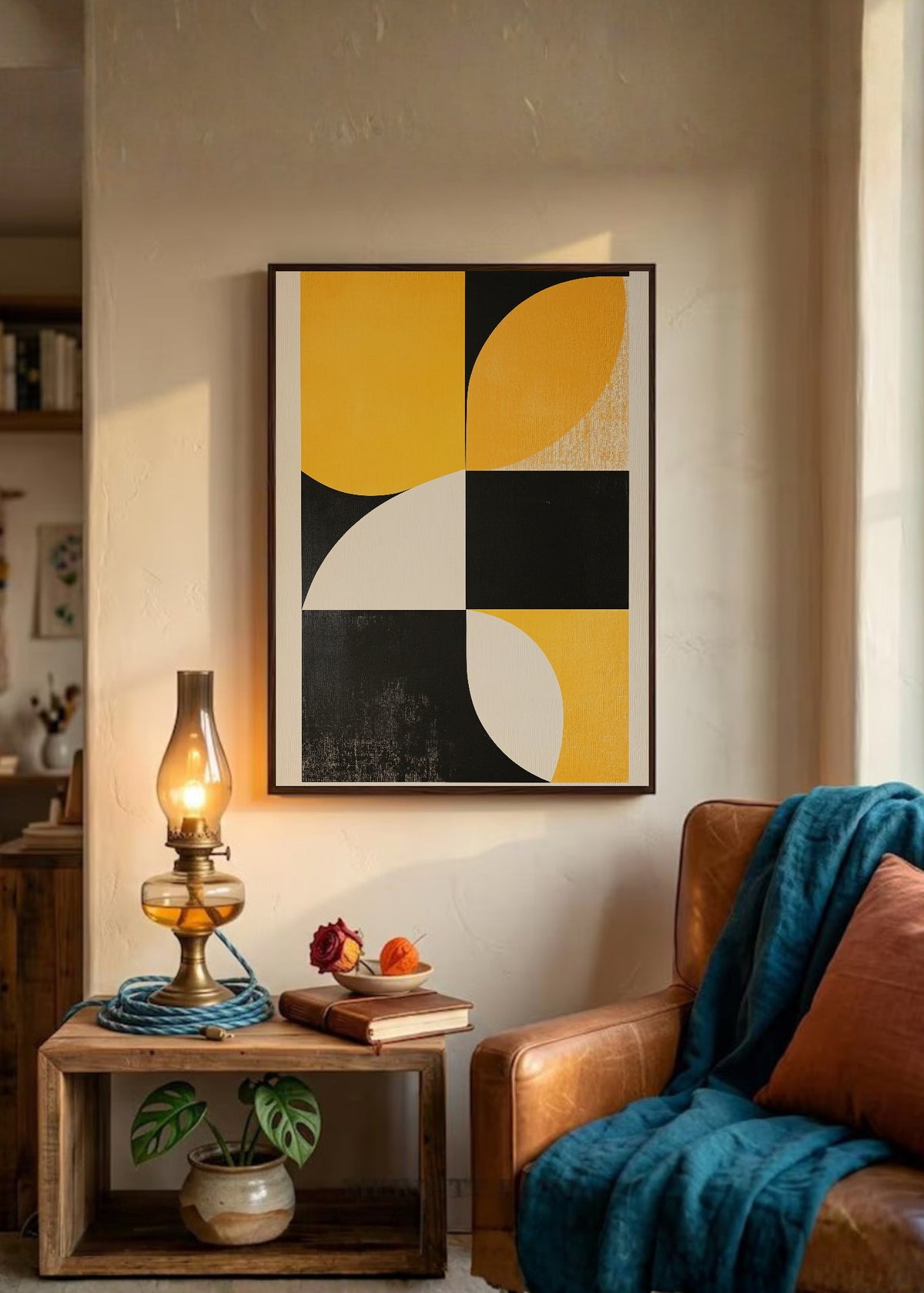 Cuadro Decorativo Trendy, Geométrico Amarillo Negro I