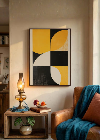 Cuadro Decorativo Trendy, Geométrico Amarillo Negro I